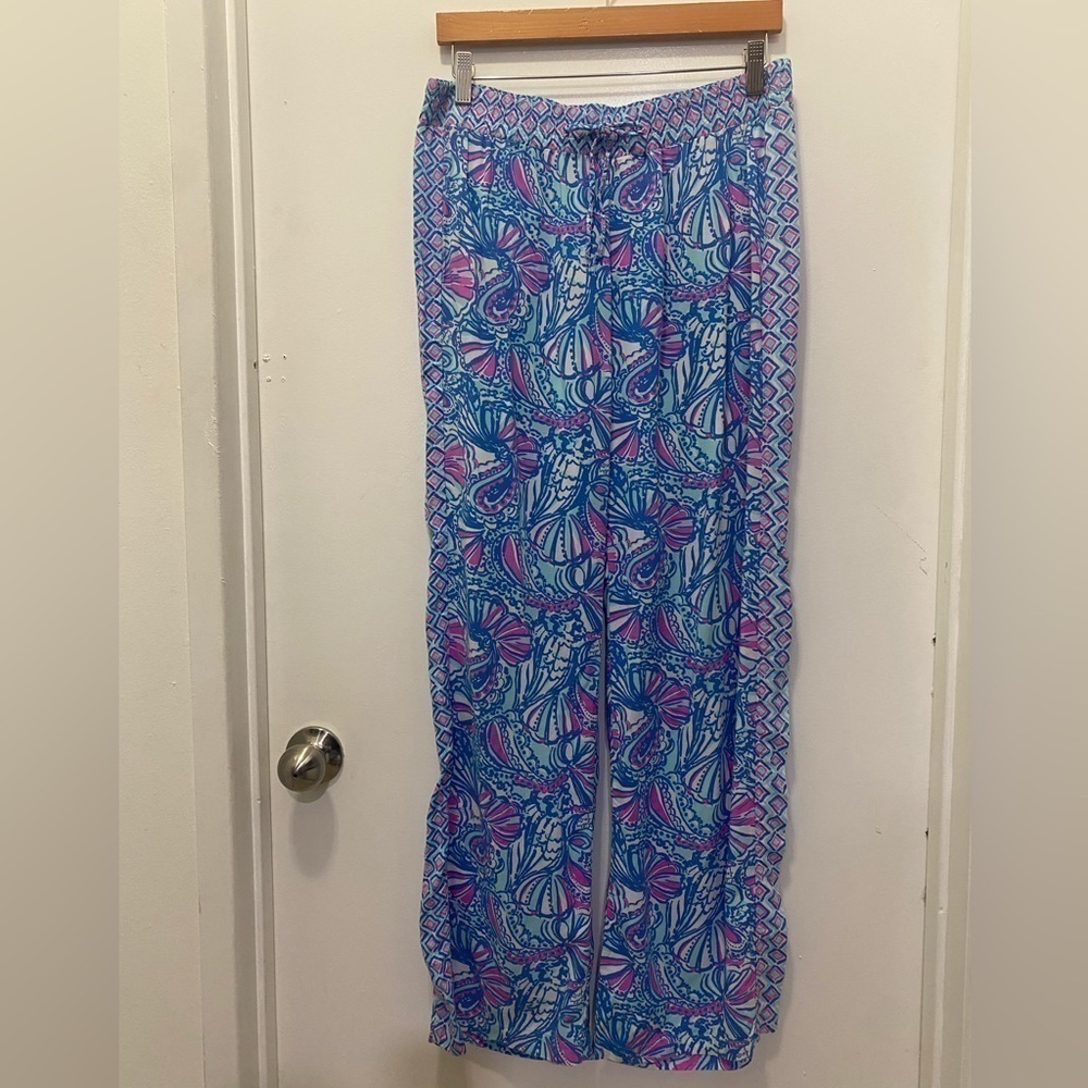 Lily Pulitzer X Target Seashell My Fans Wide Leg Pants Sz M